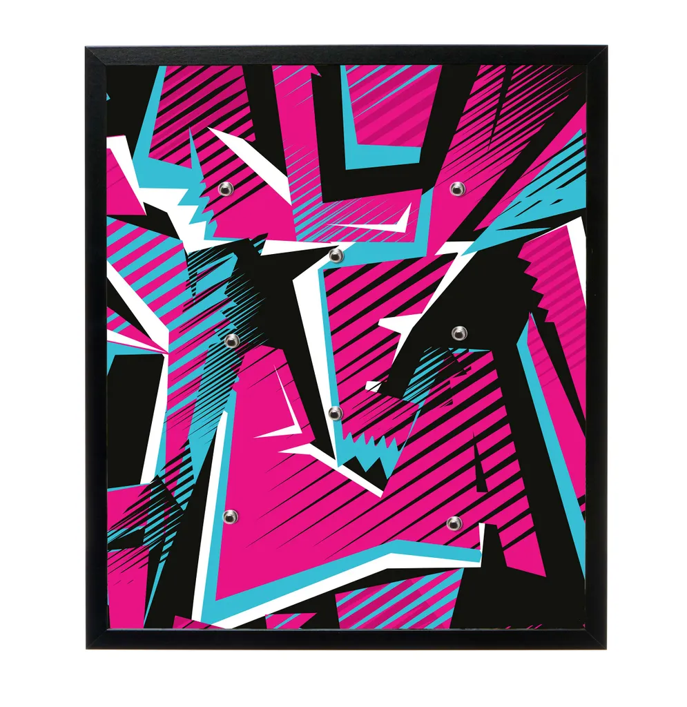 Universalboard "Fine Art Black L40" Motiv 141 Graffiti / Magnettafel, Schlüsselboard, Wandbild  40x50cm Rahmen schwarz